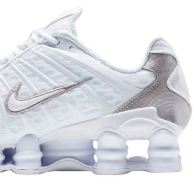 7. Nike SHOX TL Metallic Silver Men's Sports Shoes White - AV3595-100