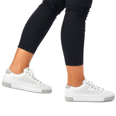 31. Rieker W RKR642 openwork leather shoes white
