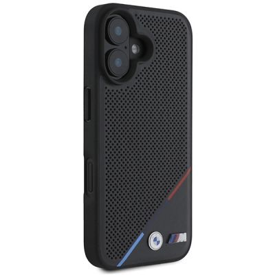 4. BMW M Perforated Tricolor Line MagSafe Case for iPhone 16 Plus - Black