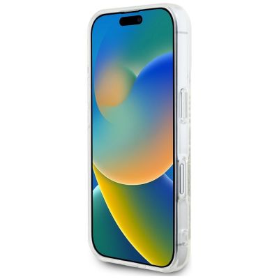 5. Karl Lagerfeld IML Rhinestones Logo iPhone 16 Case - Transparent