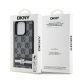 8. DKNY Leather Checkered Mono Pattern & Printed Stripes iPhone 15 Pro Case - Black