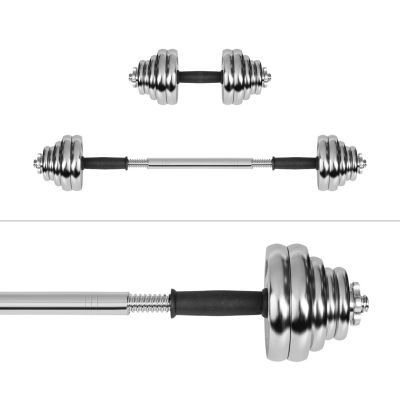 4. REBEL ACTIVE ADJUSTABLE CHROME DUMBBELLS IN CASE WITH BAR, SET 30 KG