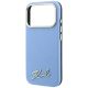 6. Karl Lagerfeld Saffiano Small Script Metal Logo MagSafe Case for iPhone 17 Pro / 18 Pro - Light Blue