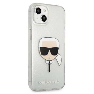 4. Karl Lagerfeld Glitter Karl's Head case for iPhone 13 mini - silver