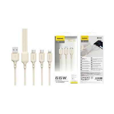 4. Dudao L7SE 3in1 USB-A - 2x USB-C / Lightning 66W Cable 1.2m - beige