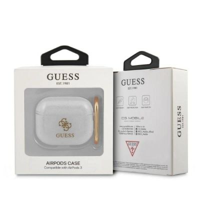 3. Guess GUA3UCG4GT AirPods 3 cover Transparent Glitter Collection