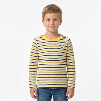 3. Wood Wood Kim Off-white/yellow stripes long sleeve t-shirt - 10235409-2323-Stripes