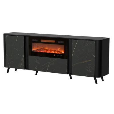 4. VOLARE chest of drawers 200x39x75 black/san sebastian + fireplace