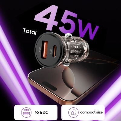 4. Tech-Protect CC01 45W 2-Port USB-A / USB-C Car Charger - Black