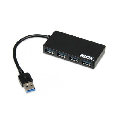 Hub IBOX USB 3.0 BLACK 4-PORTS, SLIM IUH3F56 (4x USB 3.0; black)