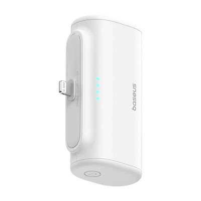 3. Baseus Compact 5000mAh 20W Powerbank with Lightning Connector and USB-C Socket - White