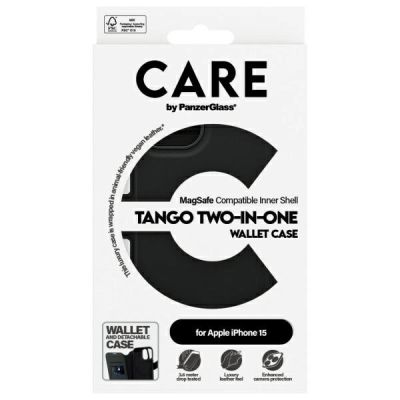 4. CARE by PanzerGlass Feature Tango 2in1 Wallet MagSafe Case for iPhone 15 - Black