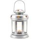 TEA LIGHT LANTERN CANDLE HOLDER 15CM SILVER