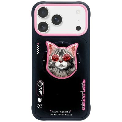 Nimmy Glasses Cool Cat MagSafe Case for iPhone 17 Pro Max - Black and Pink