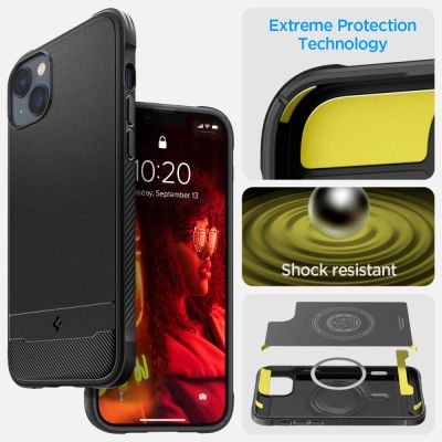 4. Spigen Rugged Armor Mag Case with MagSafe for iPhone 14 - Matte Black