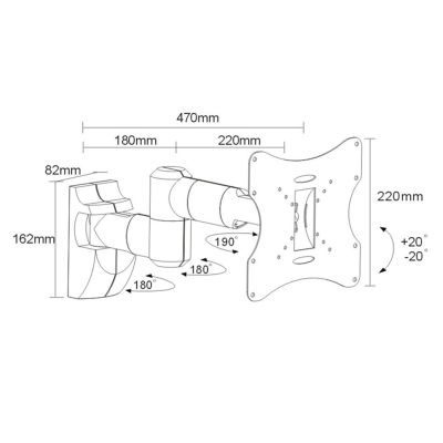 5. Maclean MC-503S Monitor Wall Mount (Swivel, Wall, Tilt; 23" - 42"; Max. 30kg)