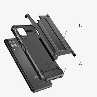 5. Hybrid Armor Case Tough Rugged Cover for Samsung Galaxy A22 4G silver
