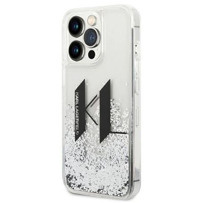 2. Karl Lagerfeld Liquid Glitter Big KL case for iPhone 14 Pro - silver