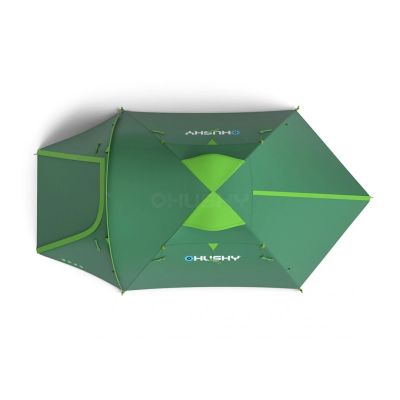 4. Husky BIZON 3 PLUS three-person tourist tent, 220 x 410 x 130 cm, 5.2 kg green