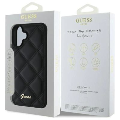 8. Guess Quilted Metal Logo iPhone 16 Plus Case - Black