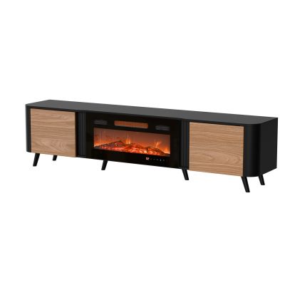 4. VOLARE TV cabinet 200x39x49 black/walnut + fireplace