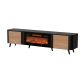 4. VOLARE TV cabinet 200x39x49 black/walnut + fireplace