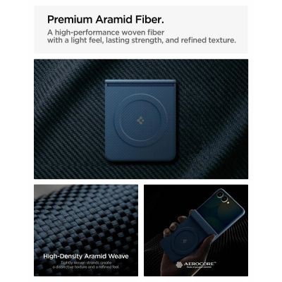 7. Spigen AirSkin Aramid MagFit MagSafe Case for Samsung Galaxy Z Flip 8 - Navy Blue