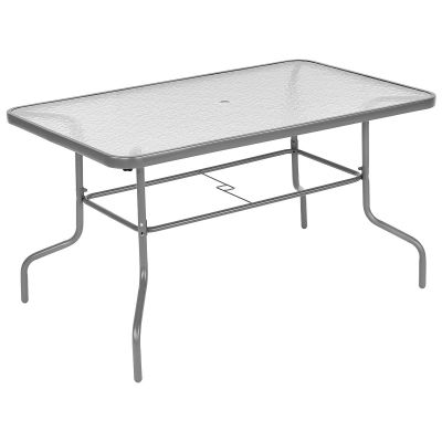 16. GARDEN FURNITURE SET TABLE 4 CHAIRS AND GRAY UMBRELLA