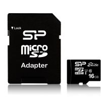 Silicon Power microSDHC Elite 16GB CL10 UHS-1 (U1) memory card + microSD-SD ADAPTER (SP016GBSTHBU1V10SP)