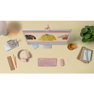 7. Logitech Pebble 2 Combo Keyboard Mouse Included Universal RF Wireless + Bluetooth QWERTY American International Pink