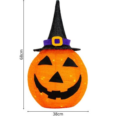4. DECORATIVE PUMPKIN WITH HAT 68CM HALLOWEEN 30LED