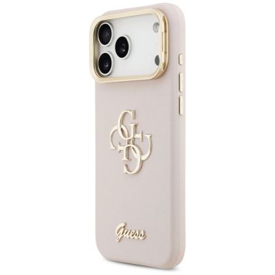 2. Guess Grained Big 4G & Stand Camera Case for iPhone 17 Pro Max - Pink