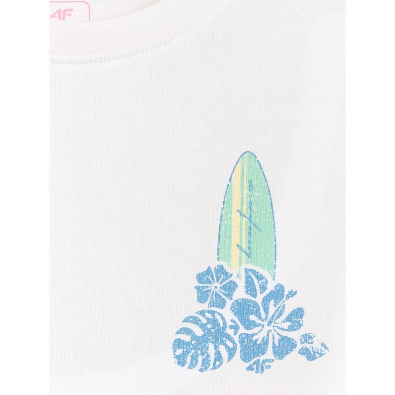 6. Girls' loose T-shirt with print 4F 4FJRSS26TTSHF3980-11S