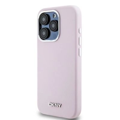 2. DKNY Liquid Silicone Small Metal Logo MagSafe case for iPhone 15 Pro - pink