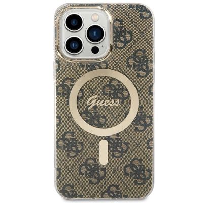 2. Guess IML 4G MagSafe Case for iPhone 15 Pro Max - Brown