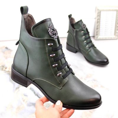 6. Jezzi W JEZ412B insulated flat ankle boots, green