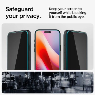 10. Spigen Glas.tR EzFit Privacy Tempered Glass for iPhone 15/16 with Adapter (2 pcs.)