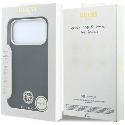 8. Guess Grained Round Strass Logo MagSafe Case for iPhone 18 Pro Max / 17 Pro Max - Black