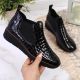 50. Rieker W R474 snakeskin leather ankle boots black
