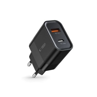 2. Tech-Protect C30W Charger USB-C PD 30W / USB-A QC 3.0 - Black