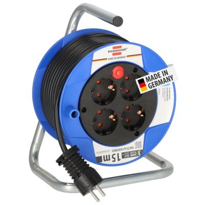7. Brennenstuhl 1079180004 15 m power strip 4 x network sockets Outdoor Black, Blue