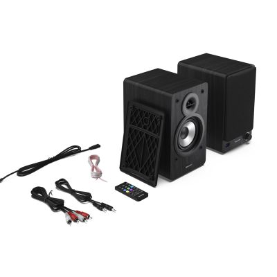 9. Sharp Bookshelf Speakers 2-Way Black Wired and Wireless 60W
