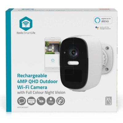 6. Nedis Smartlife Wifi Outdoor Camera, IP66, Motion Sensor, Night Vision, White