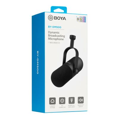 2. BOYA BY-DM500 Cardioid XLR Dynamic Microphone for Podcasts - Black