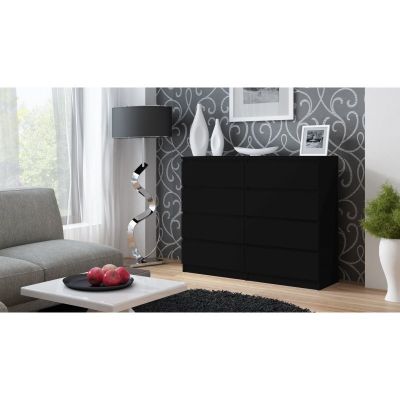 4. M8 MALWA CHEST OF DRAWERS 120CM 8 DRAWERS BLACK