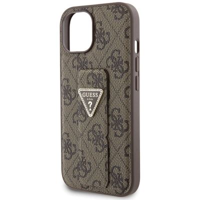 6. Guess Grip Stand 4G Triangle Strass case for iPhone 15 - brown