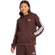 Women's adidas Essentials 3-Stripes Full-Zip Fleece Hoodie Brown JY3082