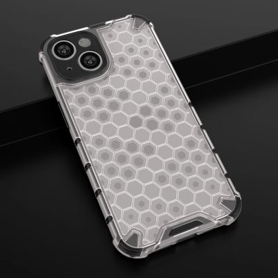 20. Honeycomb case for iPhone 14 armored hybrid cover transparent
