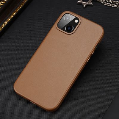 11. Dux Ducis Grit Leather Case for iPhone 14 Plus Elegant Faux Leather Cover (MagSafe Compatible) Brown