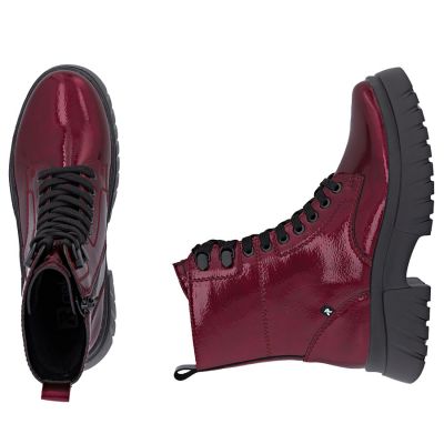 5. Women's leather ankle boots, burgundy platform, Rieker W1870-35